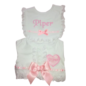Moongemz Baby Personalised Baby gifts Frilly sleepsuit & bib