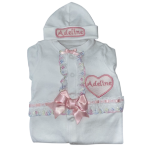 Moongemz Baby Personalised Baby gifts Frilly sleepsuit & hat